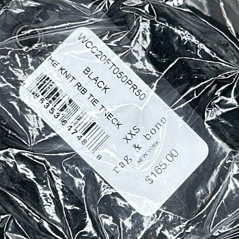 RAG & BONE | The Rib Knit Tie Turtleneck in Black - Picture 7 of 7